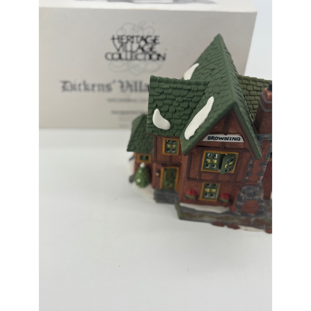 Department 56 Browning Cottage Dickens Village Series OS House Brown Green‎